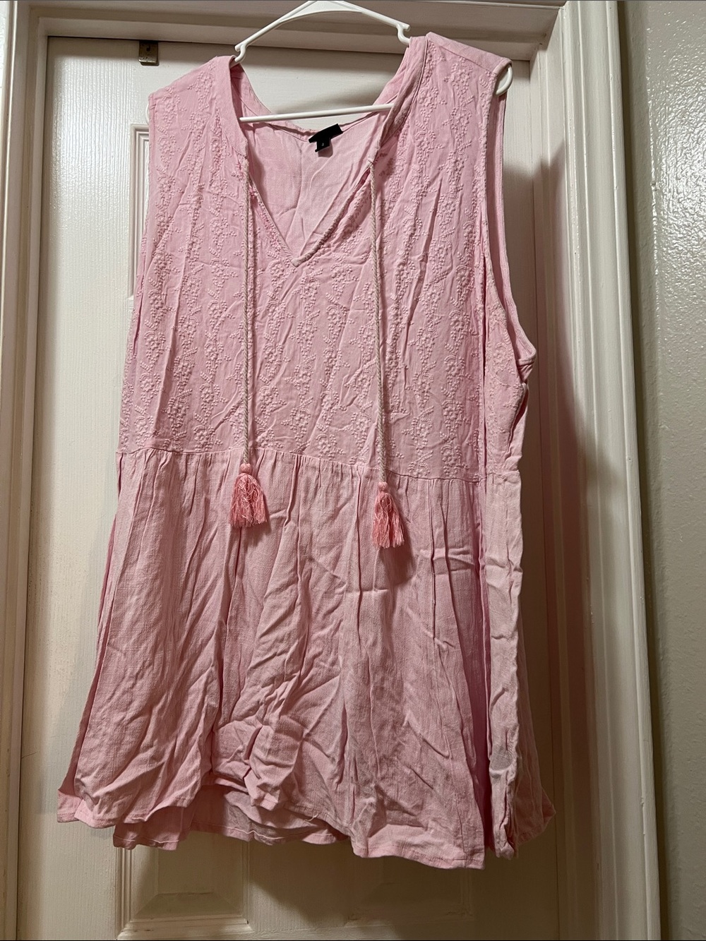 torrid Light Pink Sleeveless V-Neck Tunic with Tassel Ties